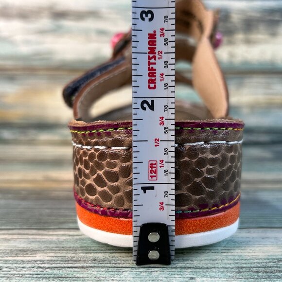 Spring Step L'Artiste Pillow Slide Sandals Womens Size 7.5-8 Gray Leather Floral - Picture 10 of 11